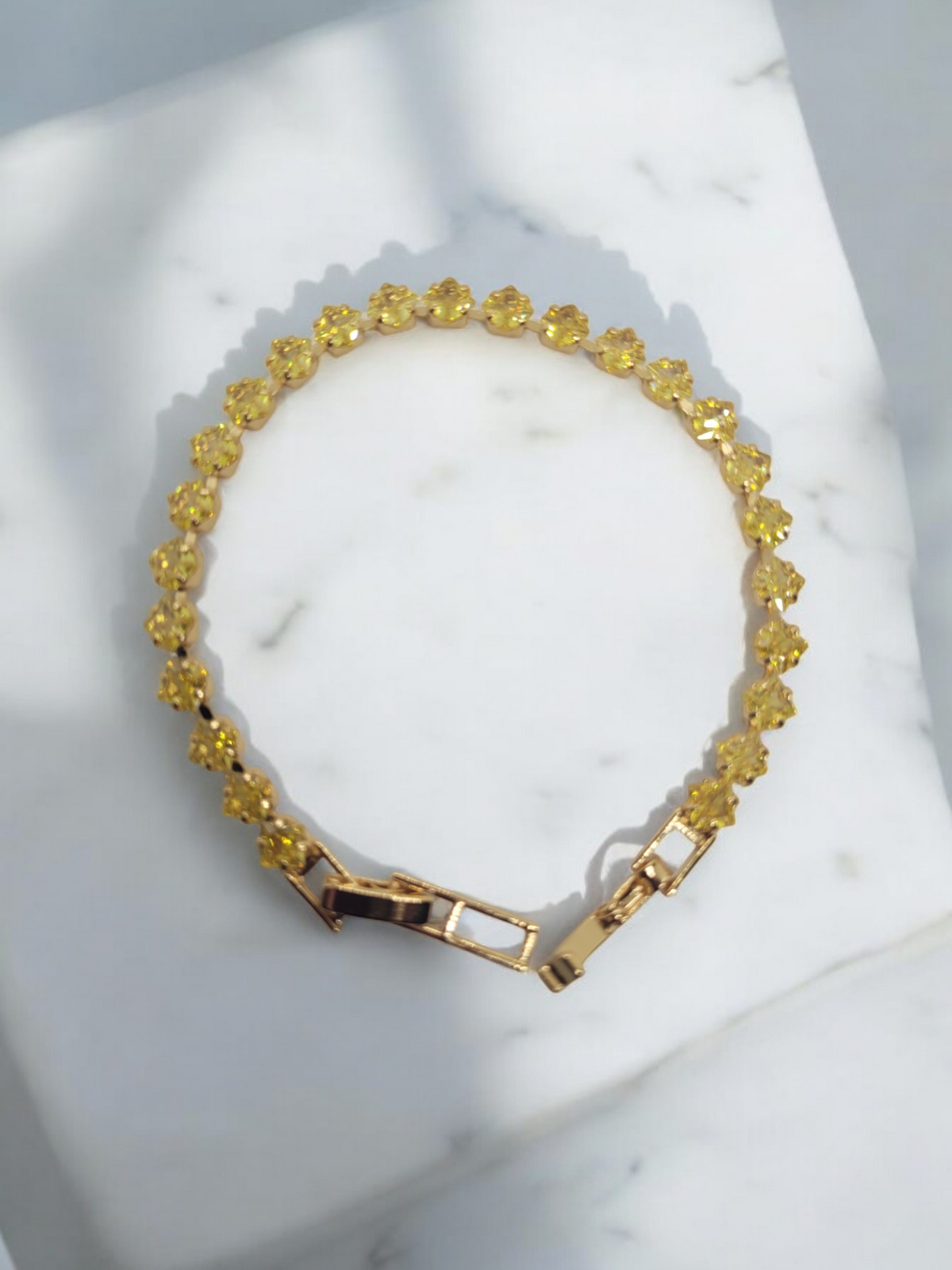 Yellow 18k gold plated tennis bracelet