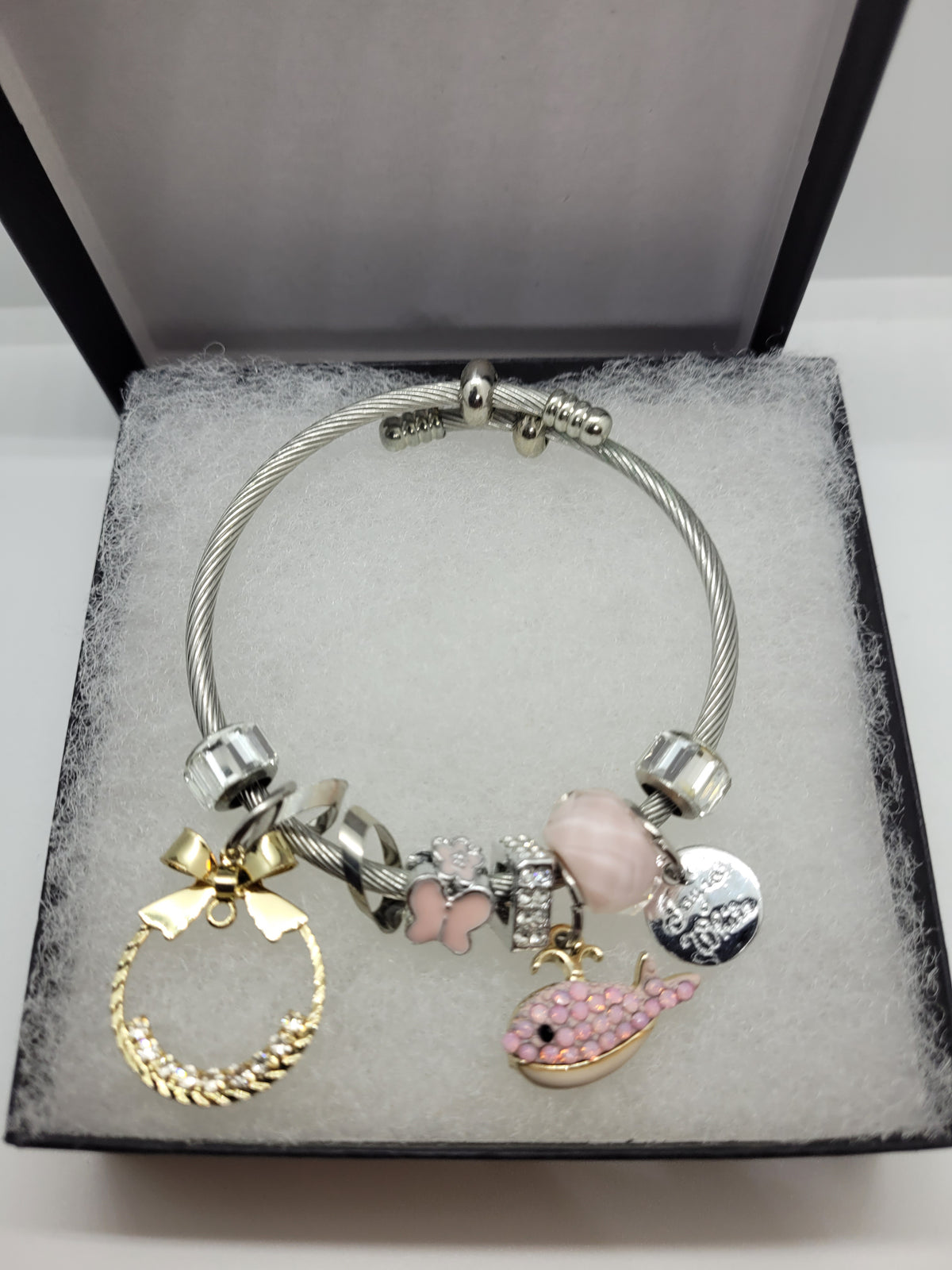 Pink whale bracelet