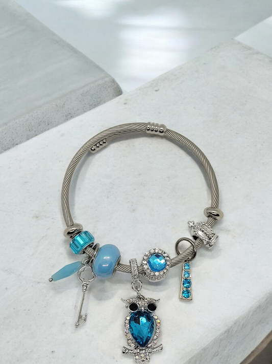 Silver & Turquoise Owl Bracelet