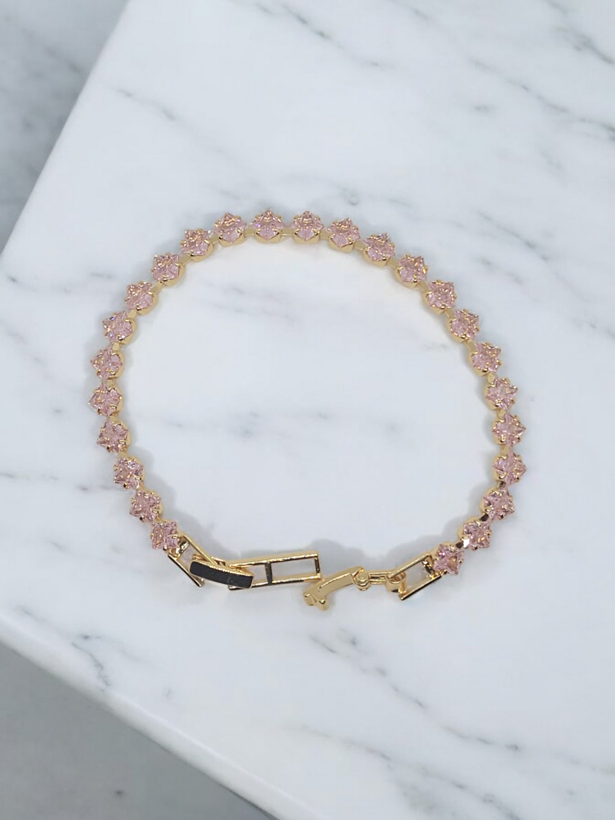 Pink 18k Gold plated tennis bracelet