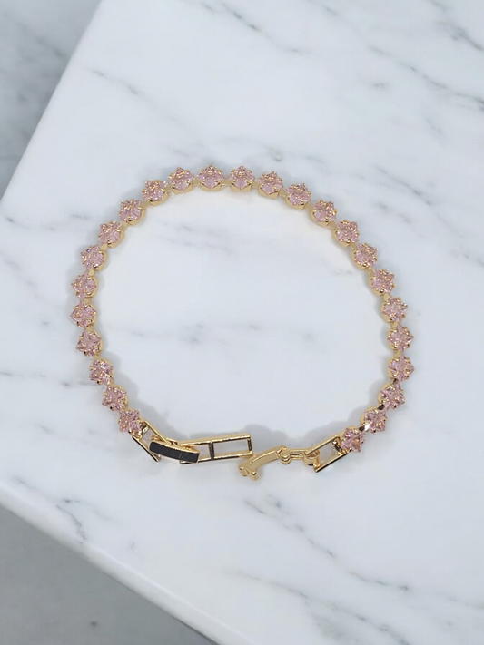Pink 18k Gold plated tennis bracelet