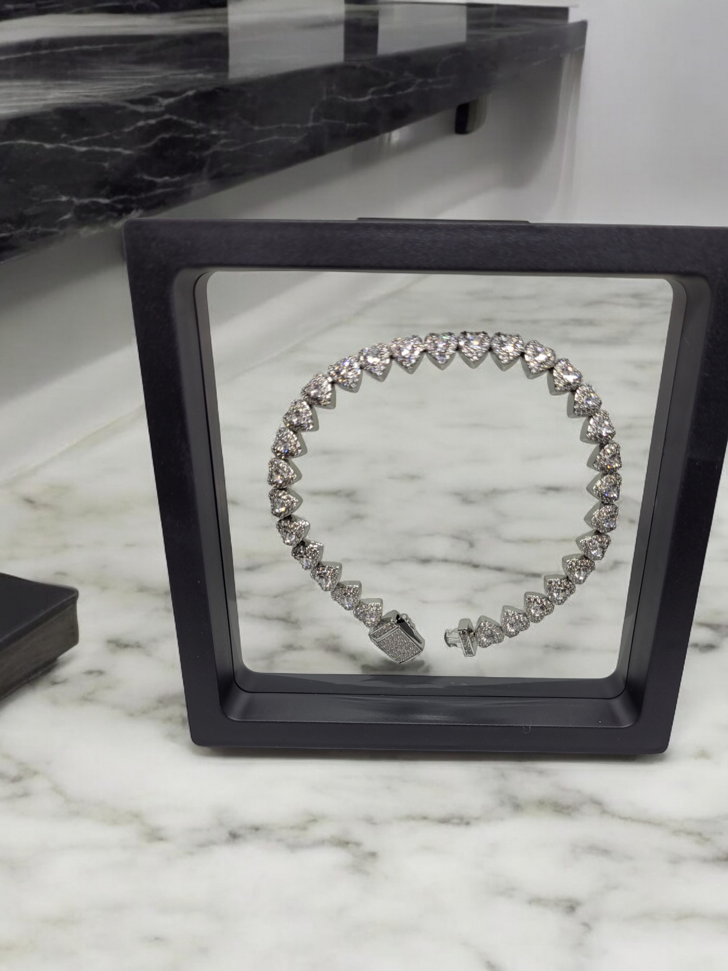 Heart double blinged 18k sliver plated bracelet