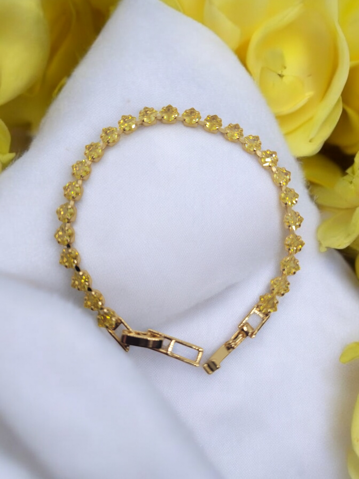 Yellow 18k gold plated tennis bracelet