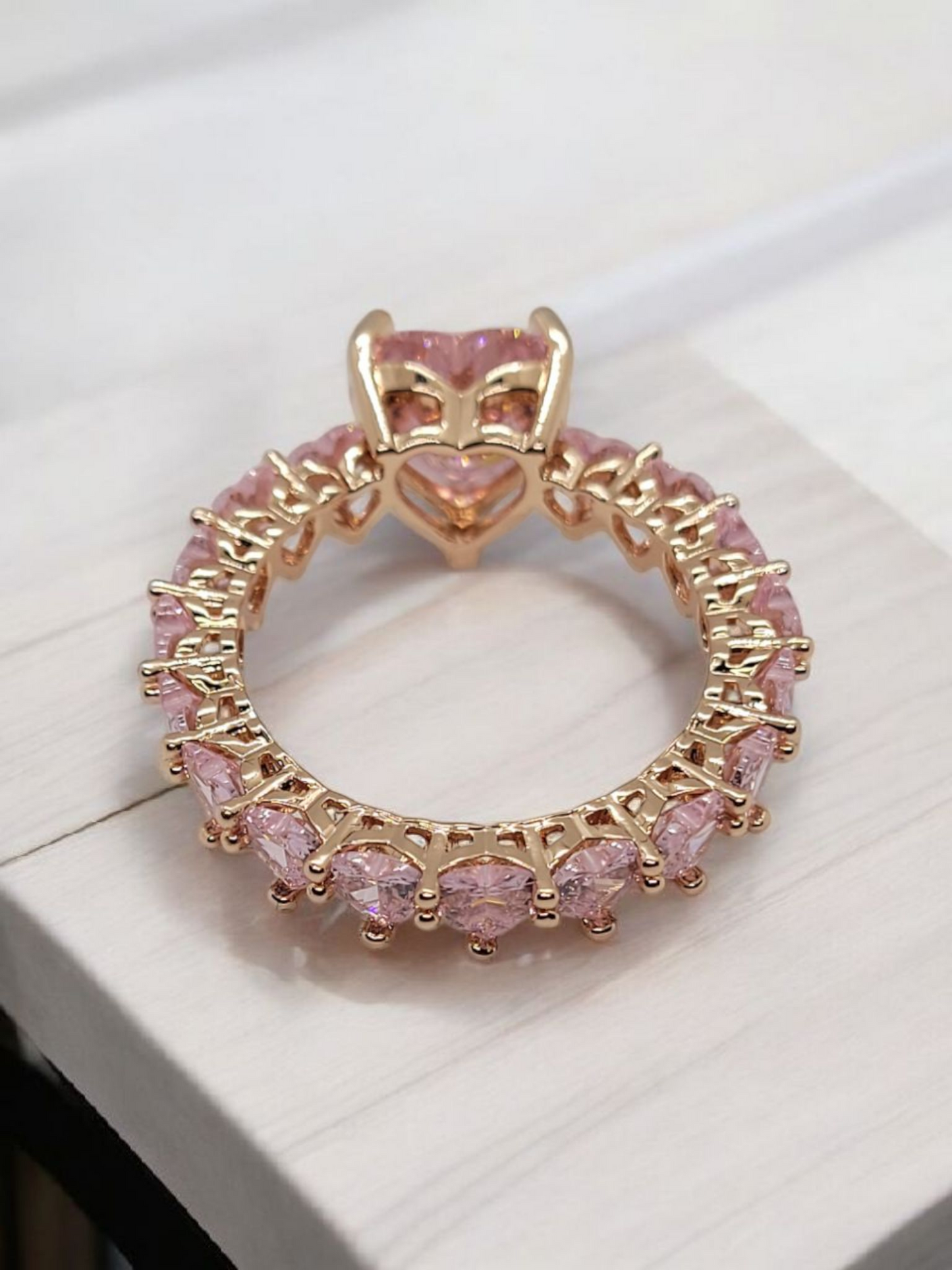Pink & Silver heart 18k Gold & Silver Plated Ring
