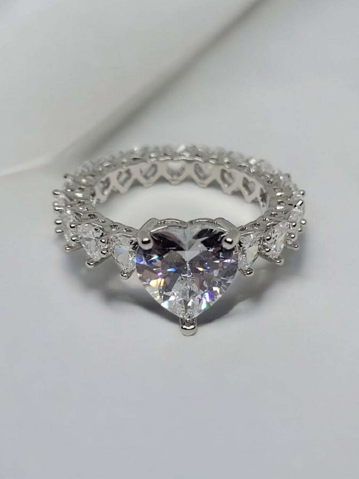 Pink & Silver heart 18k Gold & Silver Plated Ring