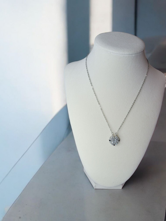 Sliver Heart Clover Magnetic Necklace