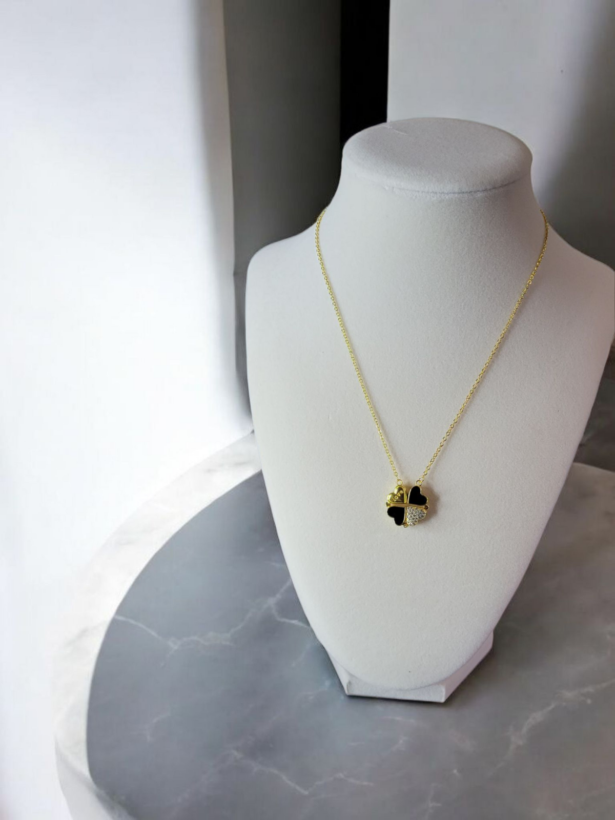 Black & Gold Heart Magnetic Love Necklace