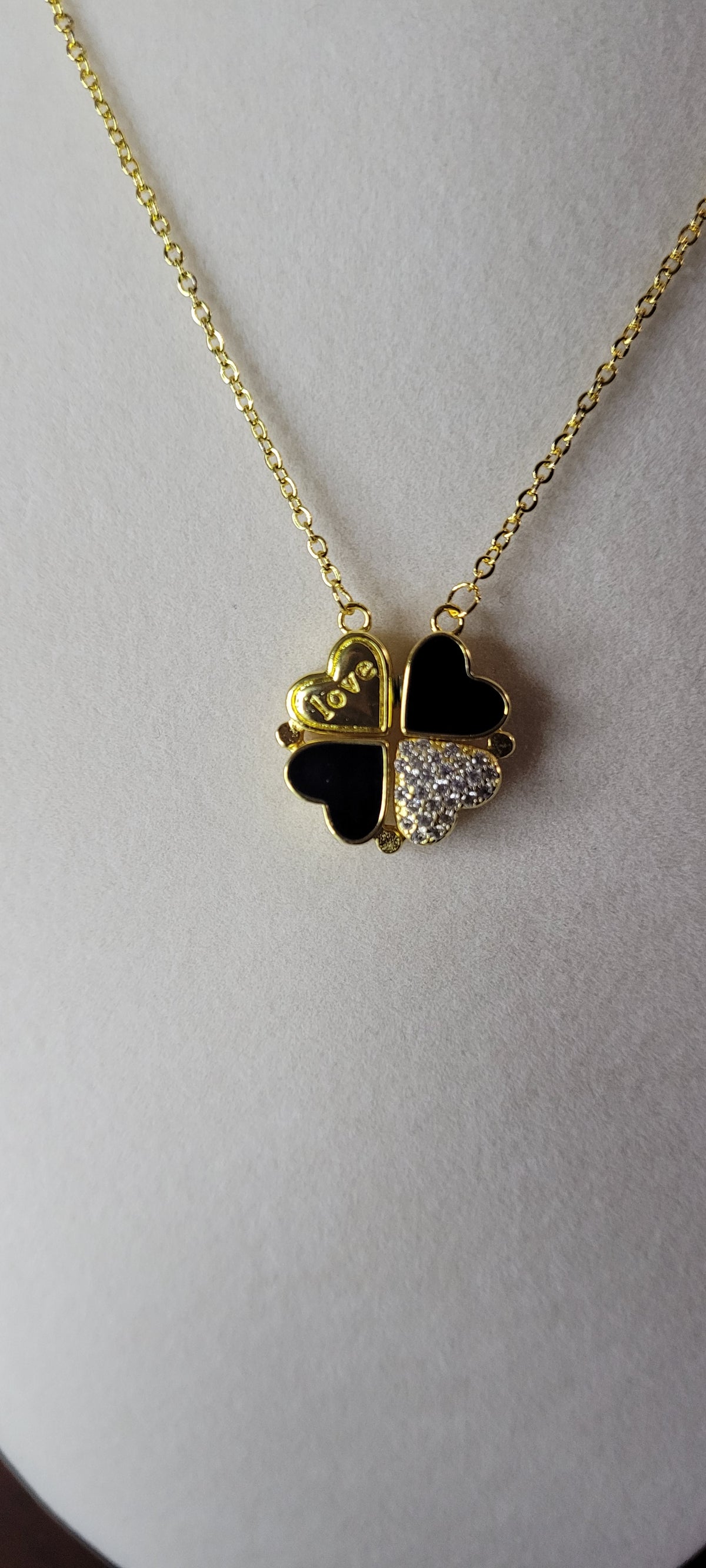 Black & Gold Heart Magnetic Love Necklace