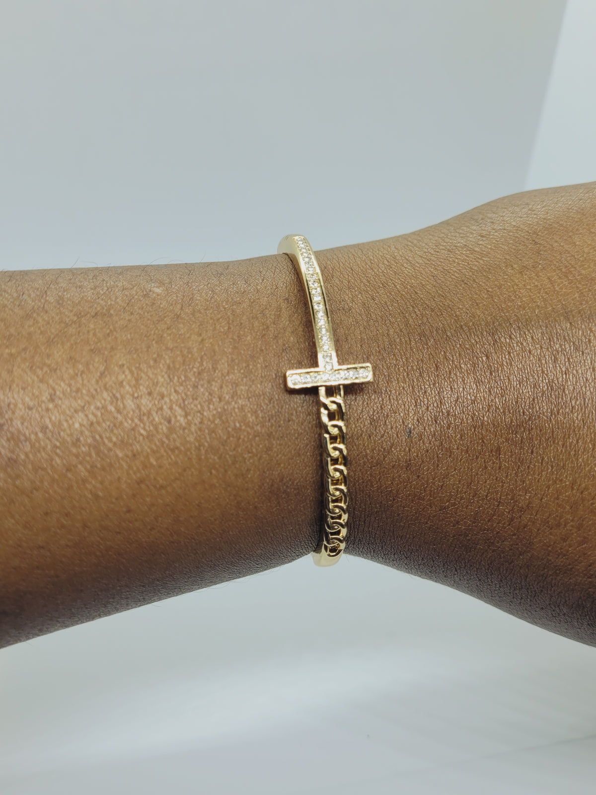 Gold Cross Chain Bracelet