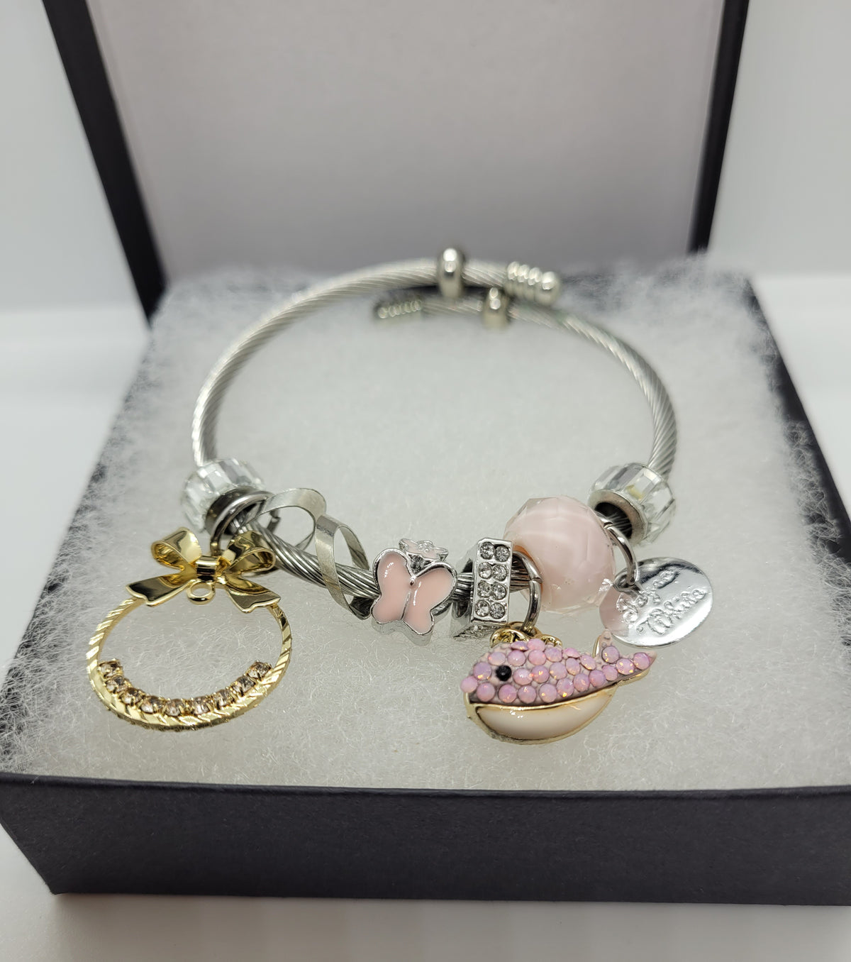 Pink whale bracelet