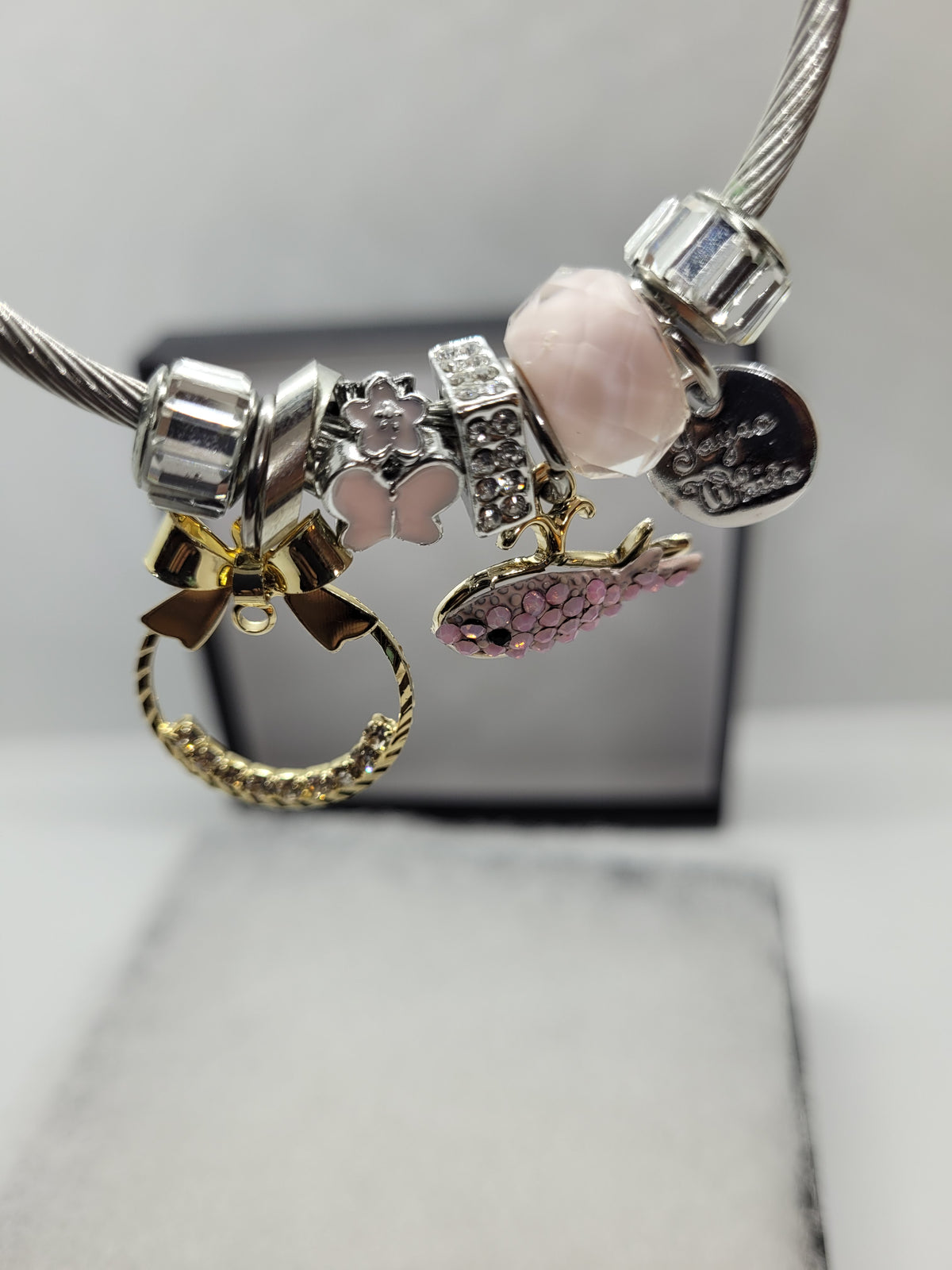 Pink whale bracelet